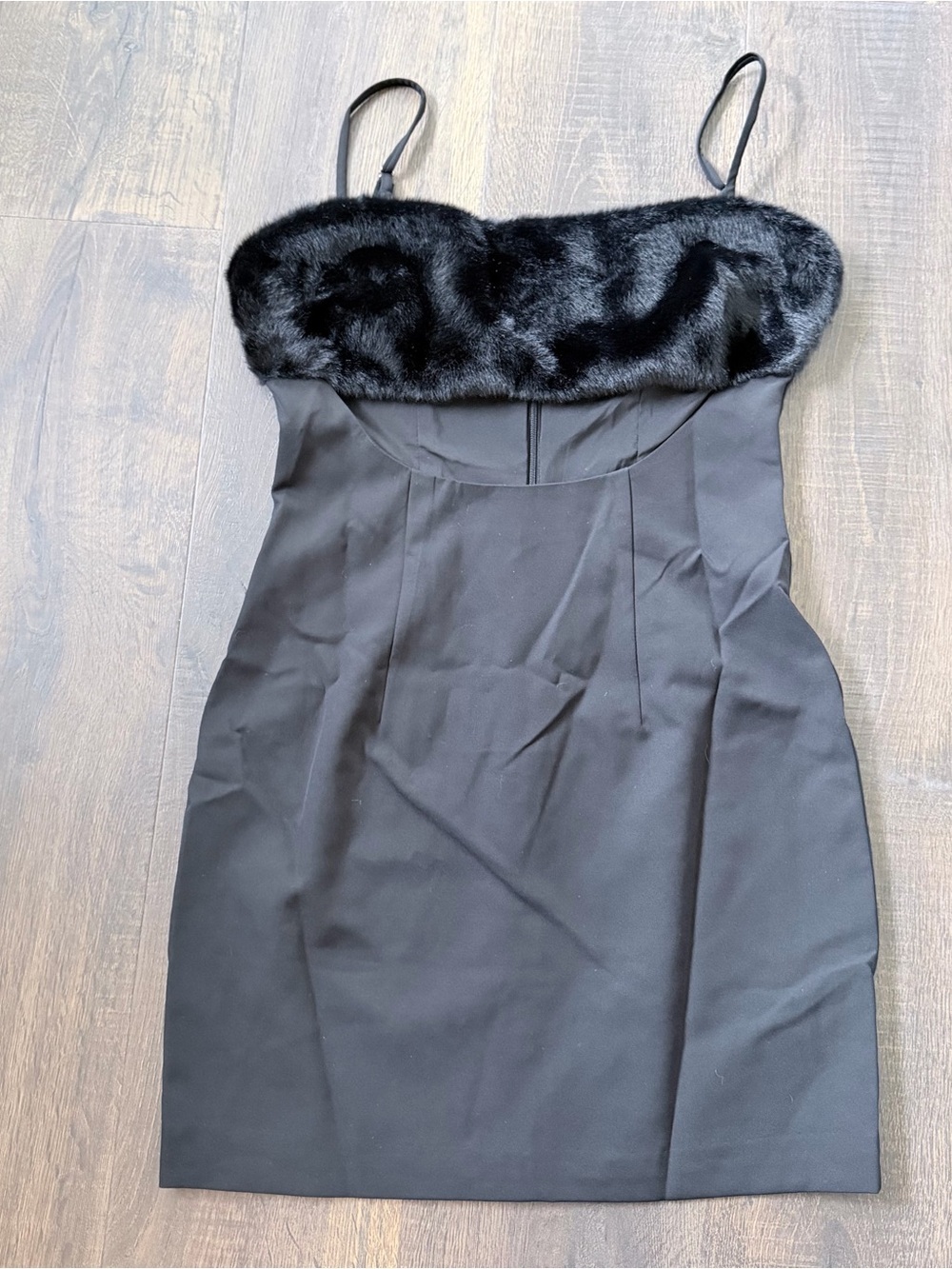 NWT Naked Wardrobe Black Faux Fur Trim Cutout Mini Dress | Black | Medium - Picture 6 of 9